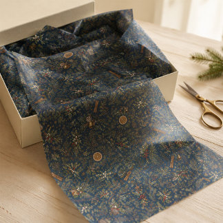 Moonlit Yule Winter Botanical Tissue Paper