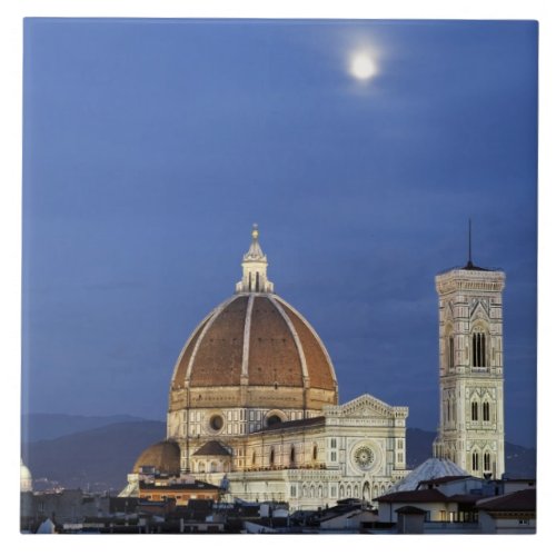 Moonrise and Florence Cathedral Basilica di Ceramic Tile