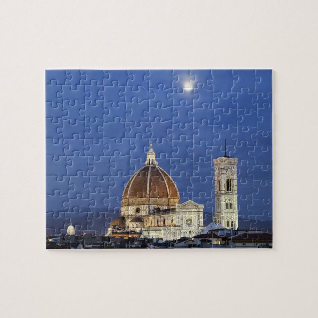 Moonrise and Florence Cathedral, Basilica di Jigsaw Puzzle (Horizontal)