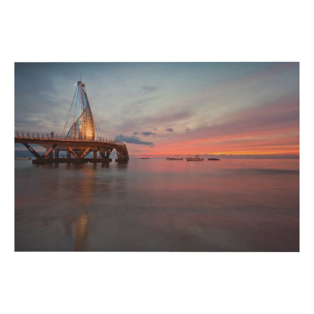 Moonrise And Sunset Wood Wall Art (Front)