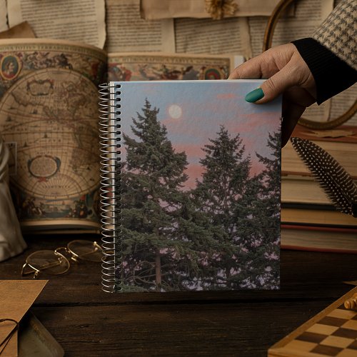 Moonrise at Sunset with Pink Clouds Notebook