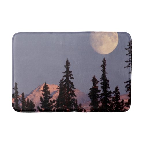 Moonrise Early Winter  Anchorage Alaska Bath Mat