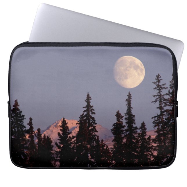 Moonrise Early Winter | Anchorage, Alaska Laptop Sleeve (Front)