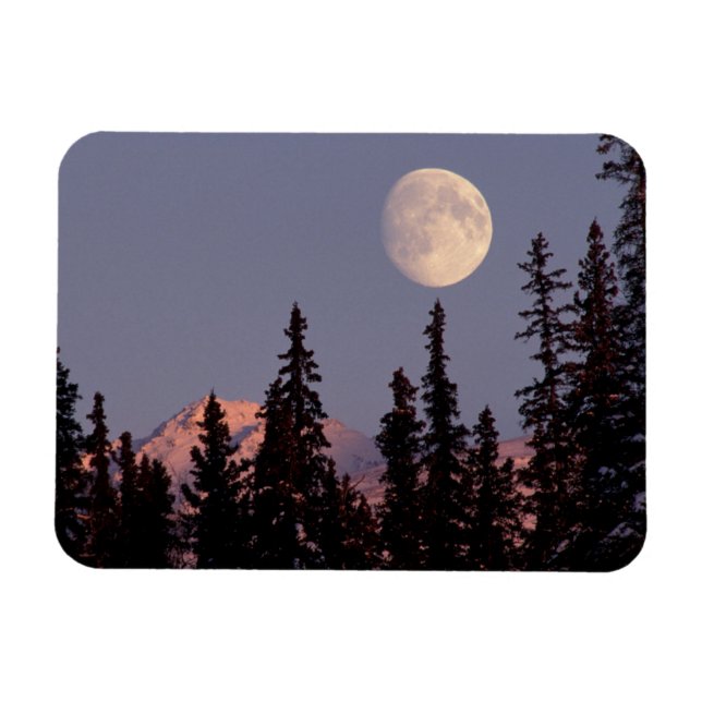 Moonrise Early Winter | Anchorage, Alaska Magnet (Horizontal)