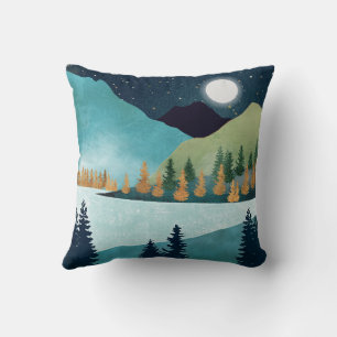 Moonrise Lake Throw Pillow