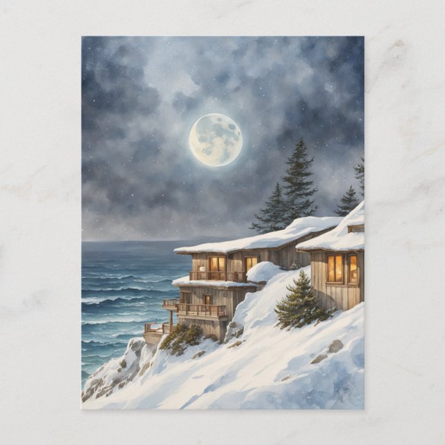 Moonrise Over Big Sur in Winter Postcard (Front)