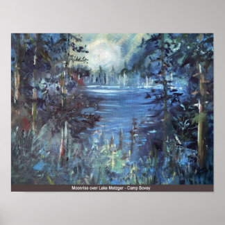 Moonrise Over Lake Metzger Poster