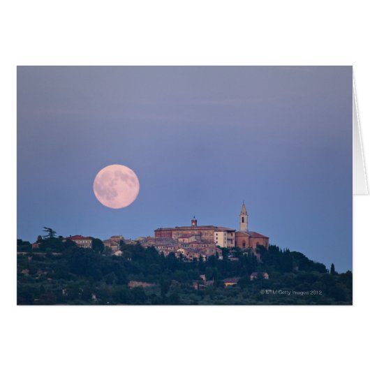 Moonrise over Pienza Cards (Front Horizontal)