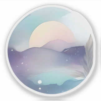 Moonrise Over Quiet Peaks Sticker