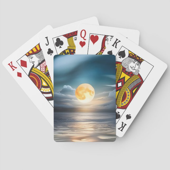 Moonrise Over the Ocean Poker Cards (Back)