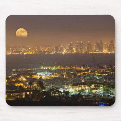 Moonrise over the San Diego skyline Mouse Pad