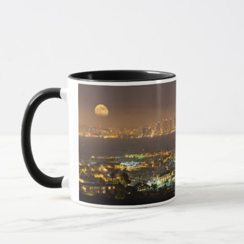 Moonrise over the San Diego skyline Mug