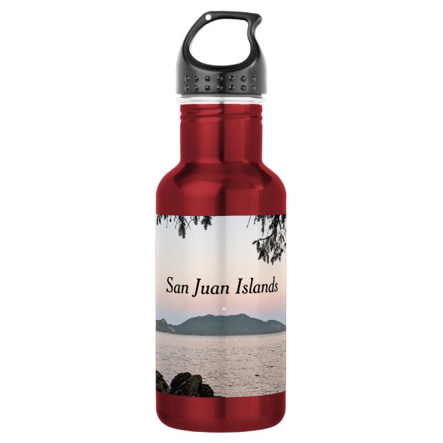 Moonrise Over the San Juan Islands Stainless Steel Water Bottle (Front)