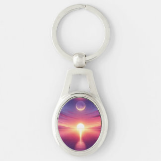 Moonrise Over Tranquil Waters Keychain