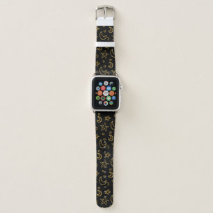 Moons and Stars Gold Pattern Apple Watch Band