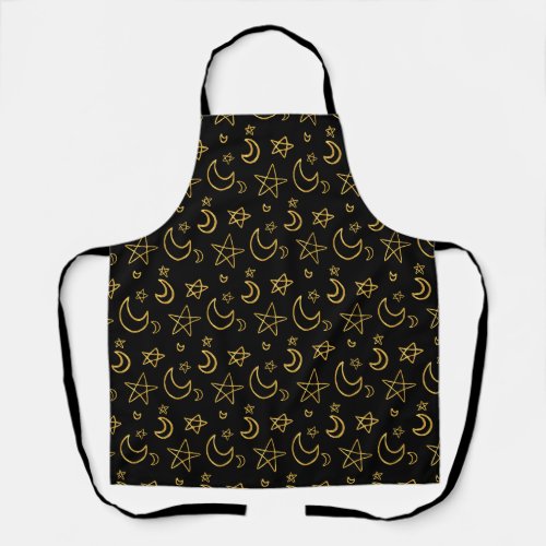 Moons and Stars Gold Pattern Apron