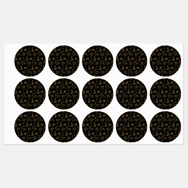 Moons and Stars Gold Pattern Labels (Sheet)
