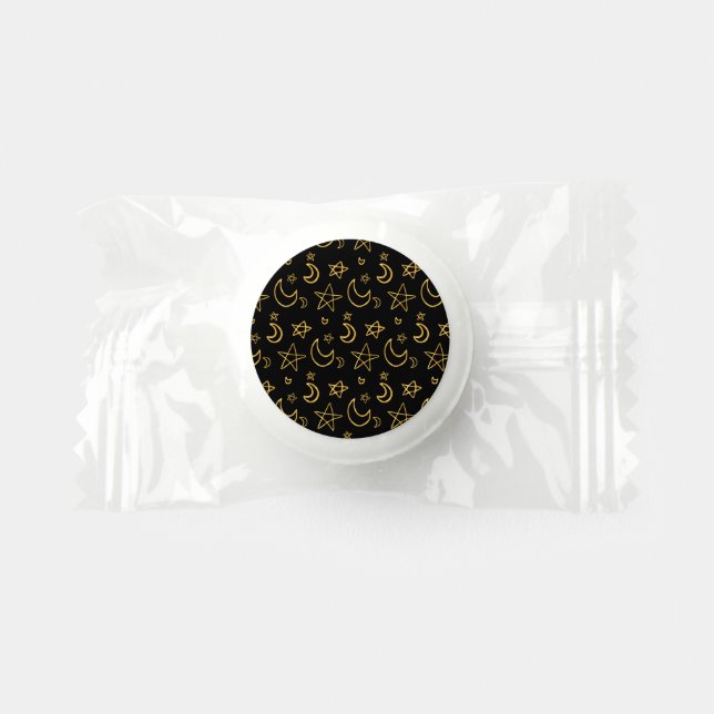 Moons and Stars Gold Pattern Life Saver® Mints (Front)