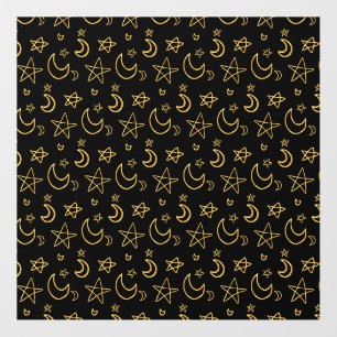 Moons and Stars Gold Pattern Wall Decal