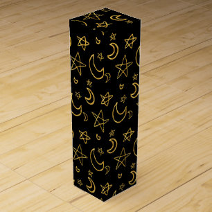 Moons and Stars Gold Pattern Wine Box