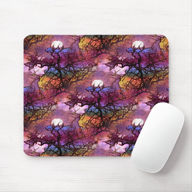 Moons  in the trees.... mouse pad (With Mouse)