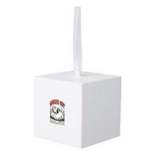 Moons Out Brooms Out Vintage Halloween Witch Desig Cube Ornament
