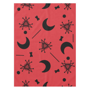 Moons & Stars Atomic Era Abstract Red Tablecloth