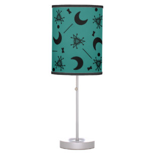 Moons & Stars Atomic Era Abstract Teal Table Lamp