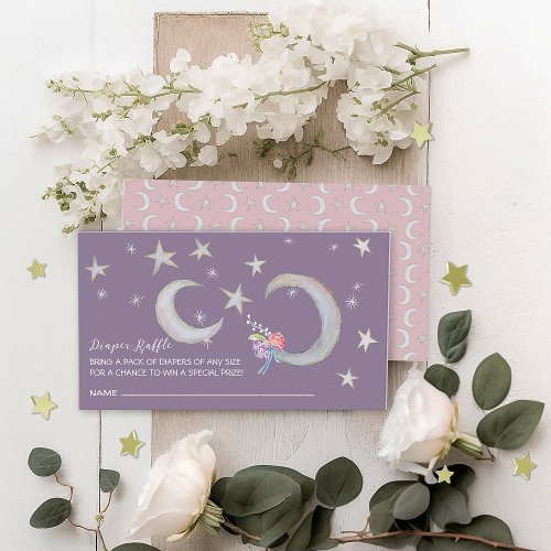 Moons Stars Lavender Diaper Raffle Baby Shower   Enclosure Card