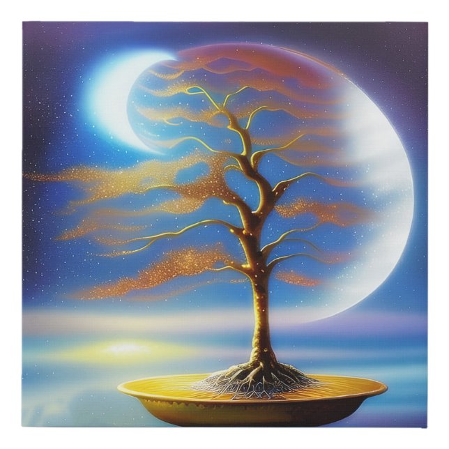 Moonscape bonsai  faux canvas print (Front)