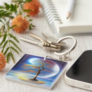 Moonscape bonsai keychain