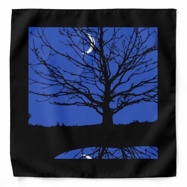 Moonscape in Cobalt Blue and Black Bandana (Front)