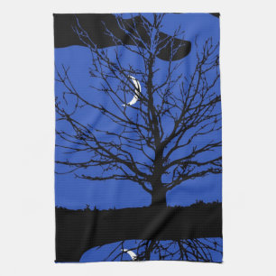 Moonscape in Cobalt Blue and Black Kitchen Towel