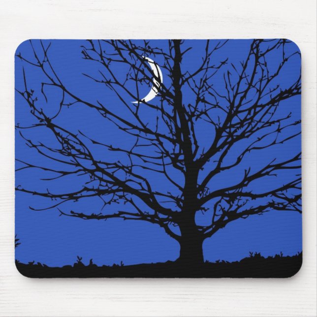 Moonscape in Cobalt Blue and Black Mouse Pad (Front)