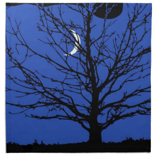 Moonscape in Cobalt Blue and Black Napkin