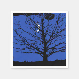 Moonscape in Cobalt Blue and Black Paper Napkins