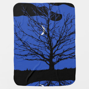 Moonscape in Cobalt Blue and Black Receiving Blanket