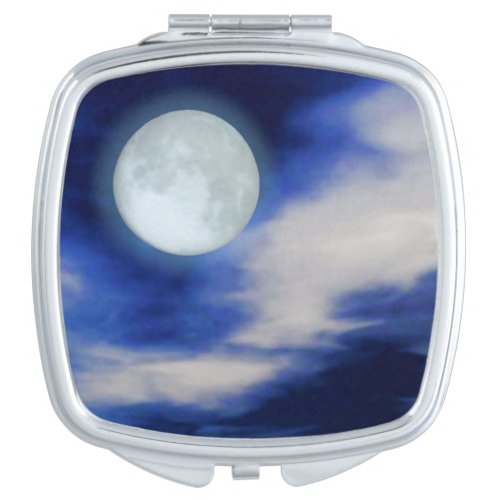 Moonscape on dark blue mirror for makeup