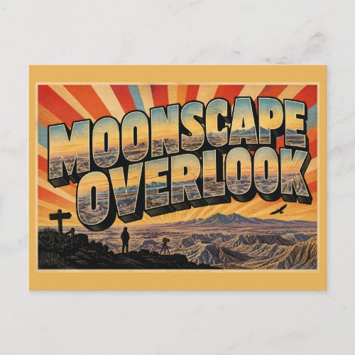 Moonscape Overlook UT Badlands Mountains Art Postcard