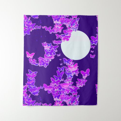 Moonscape Wish Butterflies Violet and Deep Purple Tapestry