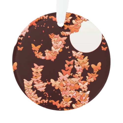 Moonscape with butterflies - coral, chocolate ornament