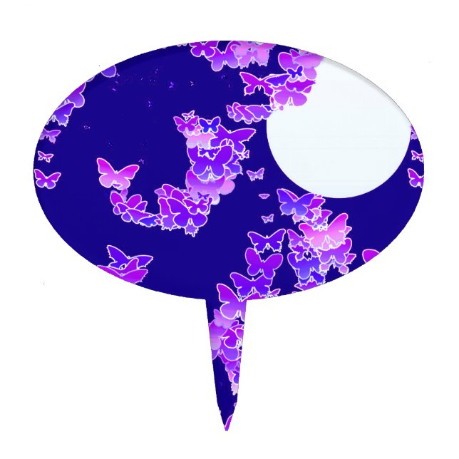 Moonscape with butterflies - lilac, dark blue cake topper (Front)