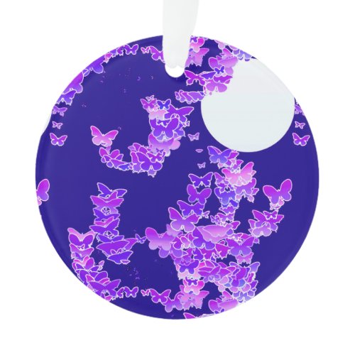 Moonscape with butterflies - lilac, dark blue ornament