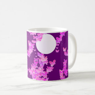 Moonscape with butterflies - orchid, amethyst coffee mug
