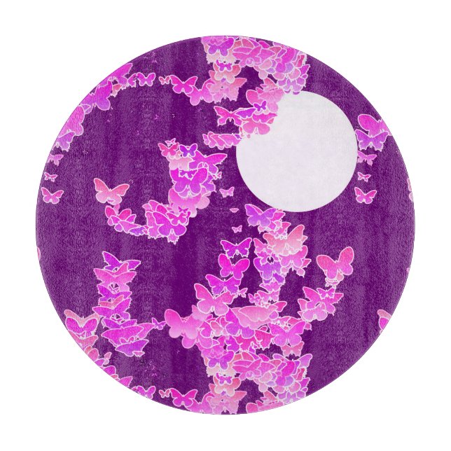 Moonscape with butterflies - orchid, amethyst cutting board (Front)