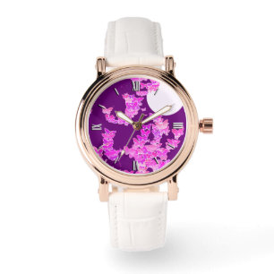 Moonscape with butterflies - orchid, amethyst watch