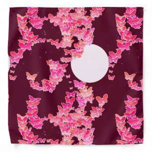 Moonscape with butterflies - pink, burgundy bandana