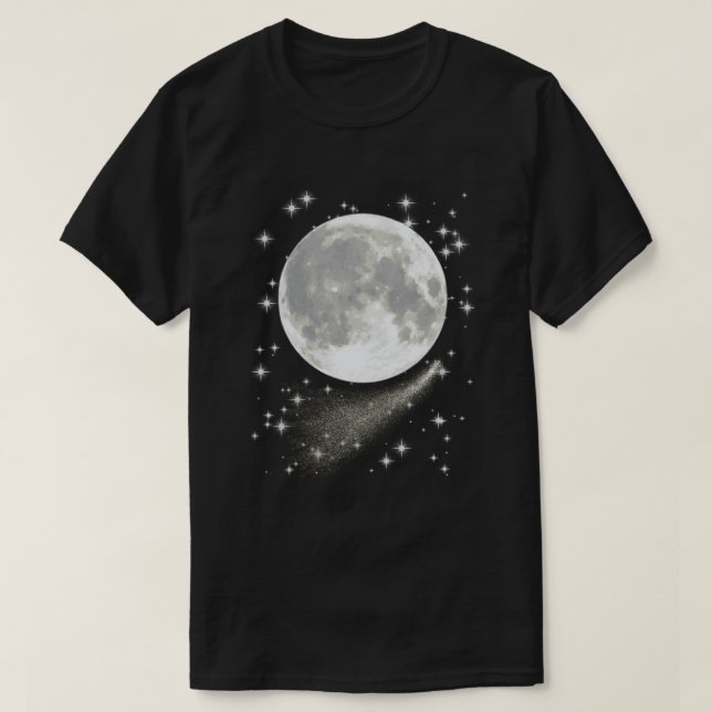 Moonscape with Full Moon, Stars and Comet T-Shirt (Design Front)
