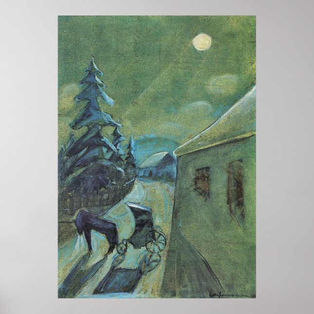 Moonscape with horse by Walter Gramatte Poster (Front)