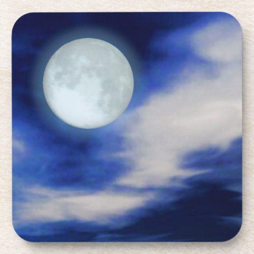 Moonscape with moonlit clouds coaster